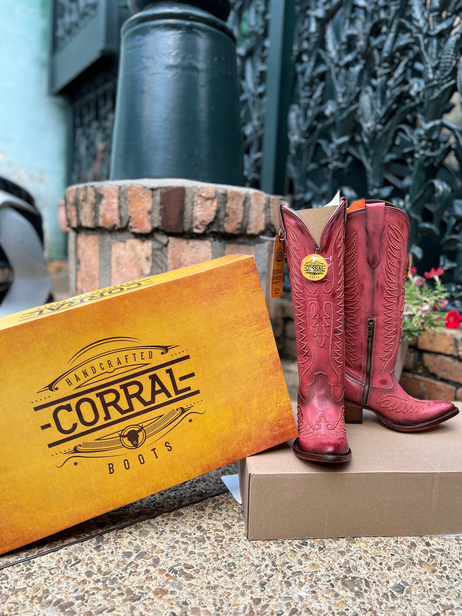 Corral Red Coral Embroidered Boots