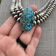 Handcrafted Kingman Webb Turquoise & Sterling Silver Beaded 3 Strand 6mm Beaded Necklace 20