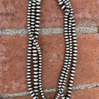 Handcrafted Kingman Webb Turquoise & Sterling Silver Beaded 3 Strand 6mm Beaded Necklace 20