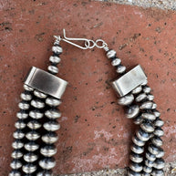 Handcrafted Kingman Webb Turquoise & Sterling Silver Beaded 3 Strand 6mm Beaded Necklace 20