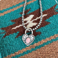 Handcrafted Queen Pink Conch & Sterling Silver Heart Locket Pendant
