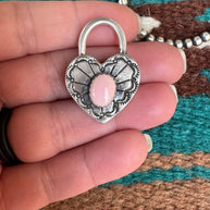 Handcrafted Queen Pink Conch & Sterling Silver Heart Locket Pendant
