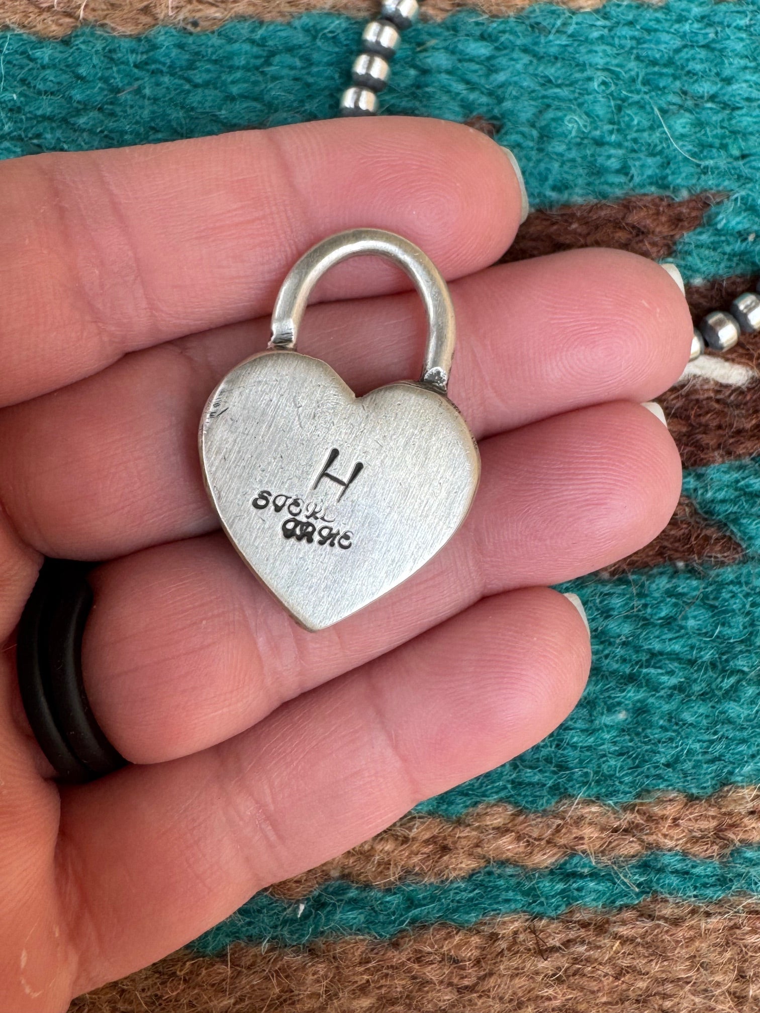 Handcrafted Queen Pink Conch & Sterling Silver Heart Locket Pendant