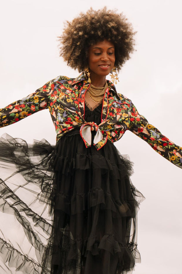 Rodeo Quincy Floral Black Button Up