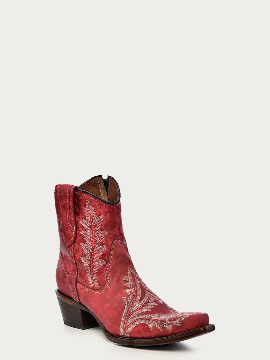 Red Snip Toe Ankle Boot, L5705