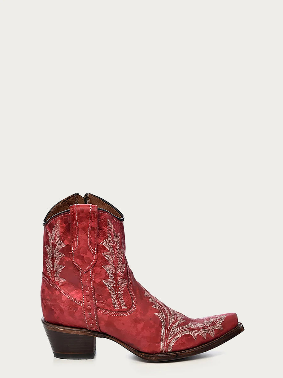 Red Snip Toe Ankle Boot, L5705