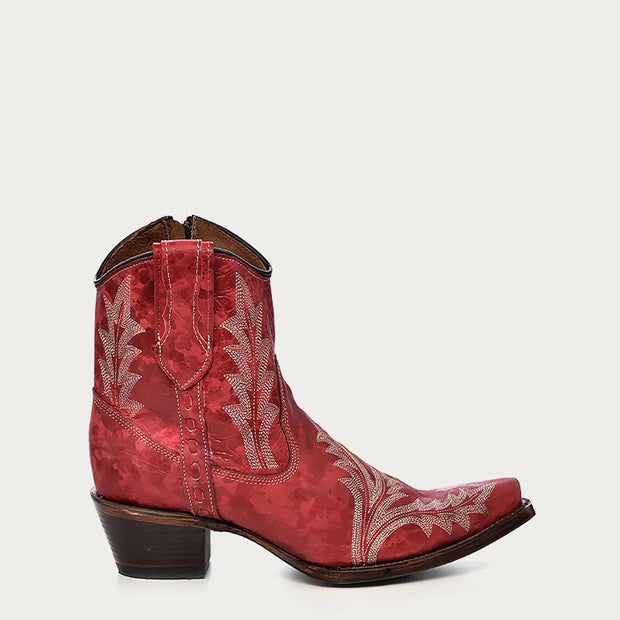 Red Snip Toe Ankle Boot, L5705