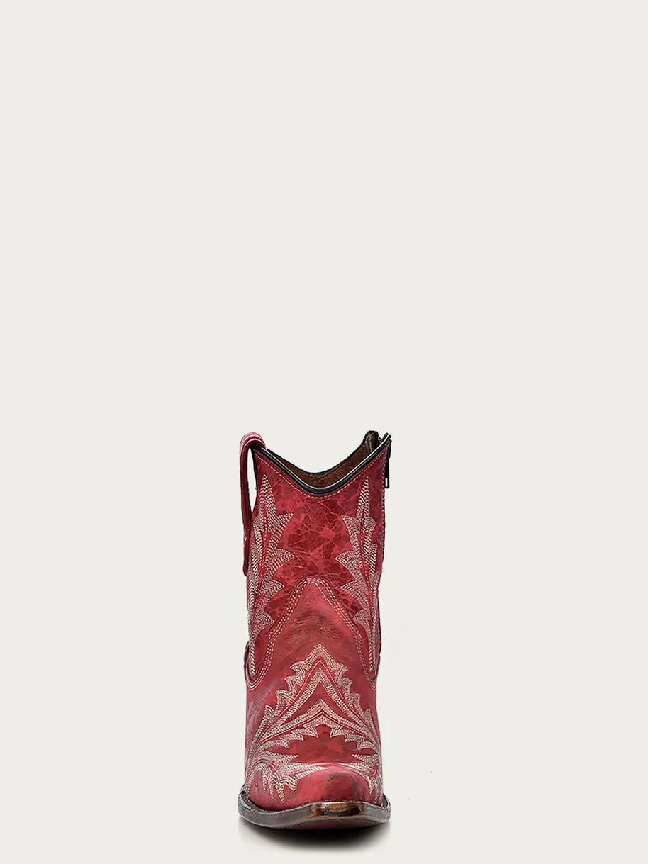 Red Snip Toe Ankle Boot, L5705