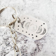 Moon Phases Dark Amethyst Keychain