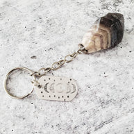 Moon Phases Dark Amethyst Keychain