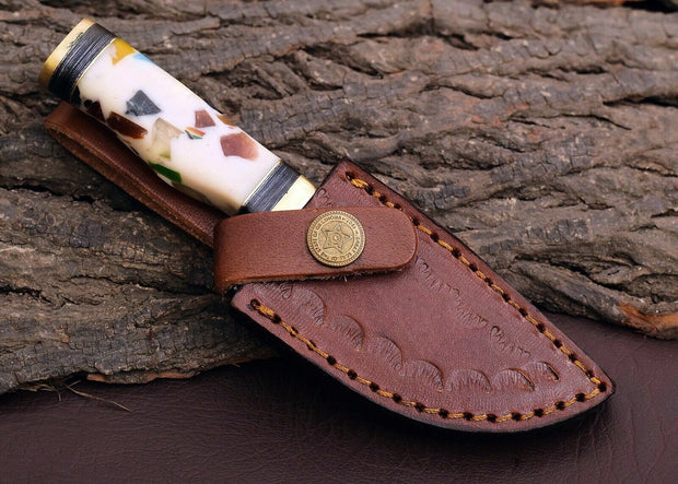 Custom Handmade Damascus Steel Outdoor Knife – 3" Blade