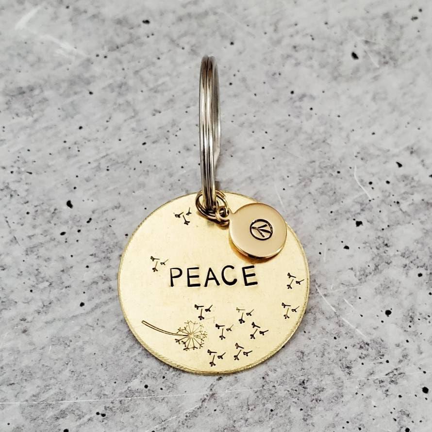PEACE Brass Keychain