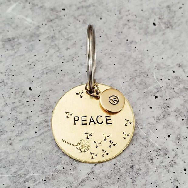 PEACE Brass Keychain