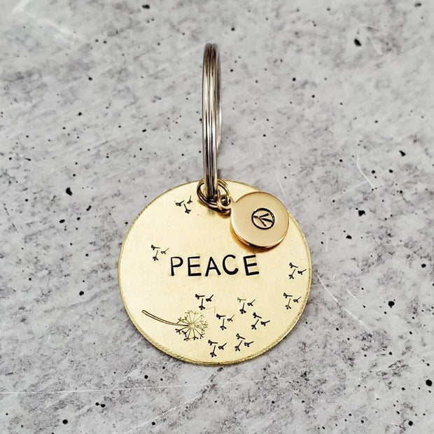 PEACE Brass Keychain