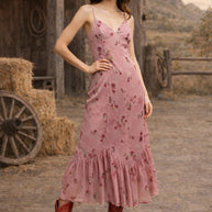 Floral Satin Fitted DRess