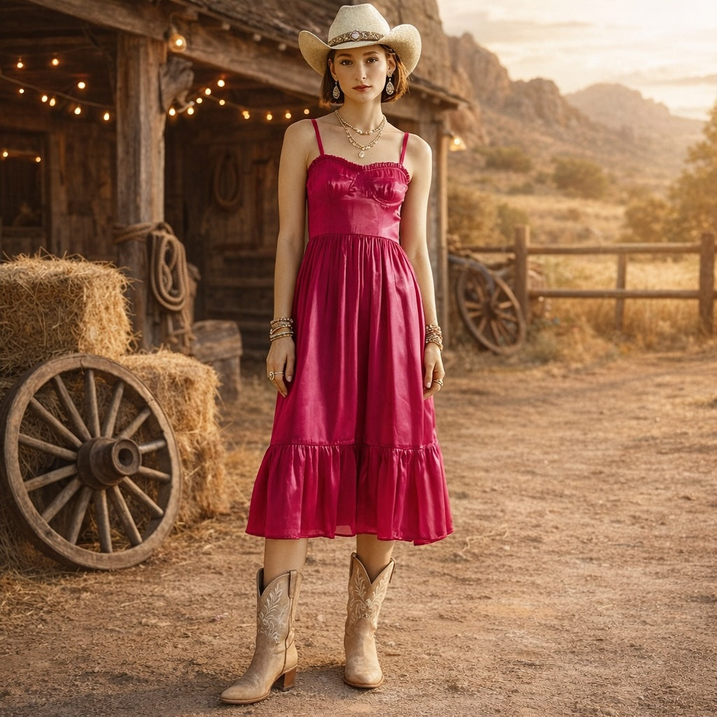 Bustier Midi Dress, Magenta