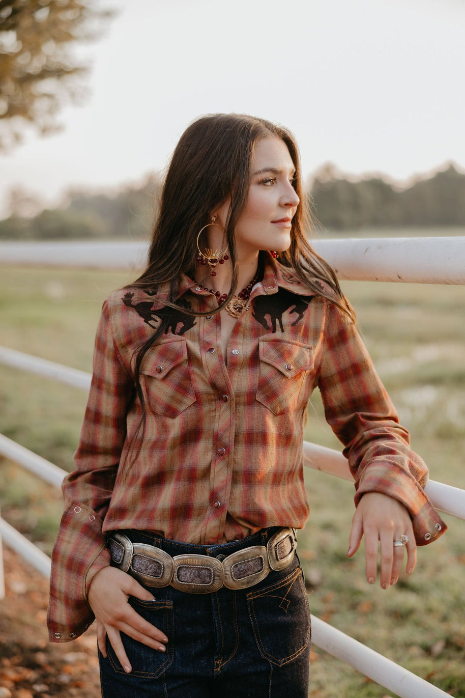 Rodeo Quincy Pretty Plaid Cowboy Button Up