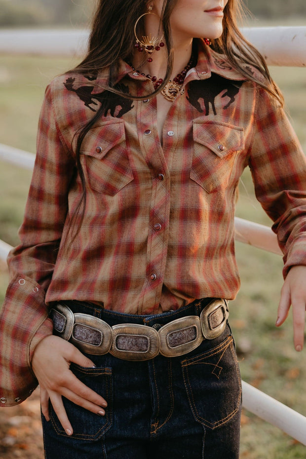 Rodeo Quincy Pretty Plaid Cowboy Button Up