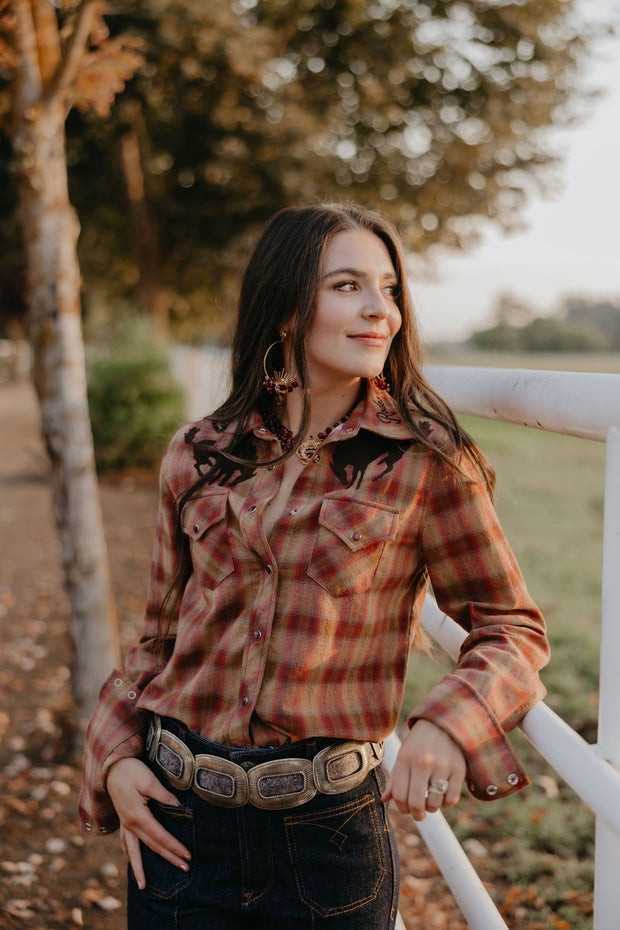 Rodeo Quincy Pretty Plaid Cowboy Button Up