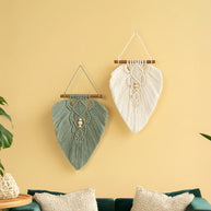 Rustic Green Natural Macrame Leaves