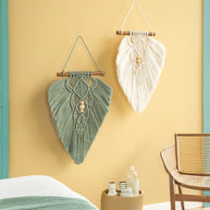 Rustic Green Natural Macrame Leaves