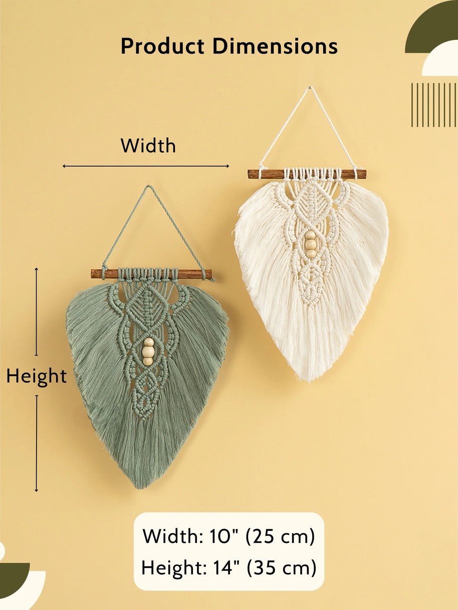 Rustic Green Natural Macrame Leaves