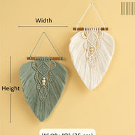 Rustic Green Natural Macrame Leaves