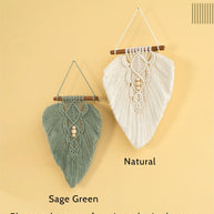 Rustic Green Natural Macrame Leaves