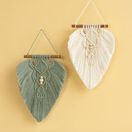 Rustic Green Natural Macrame Leaves