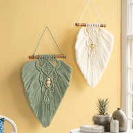 Rustic Green Natural Macrame Leaves