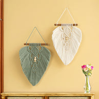 Rustic Green Natural Macrame Leaves