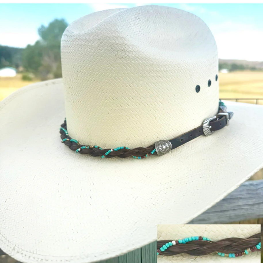 Rancher's Daughter, Horsehair Hat Band, Sorrel & Turquoise