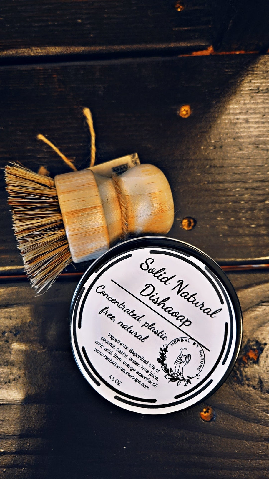 Solid natural dish soap