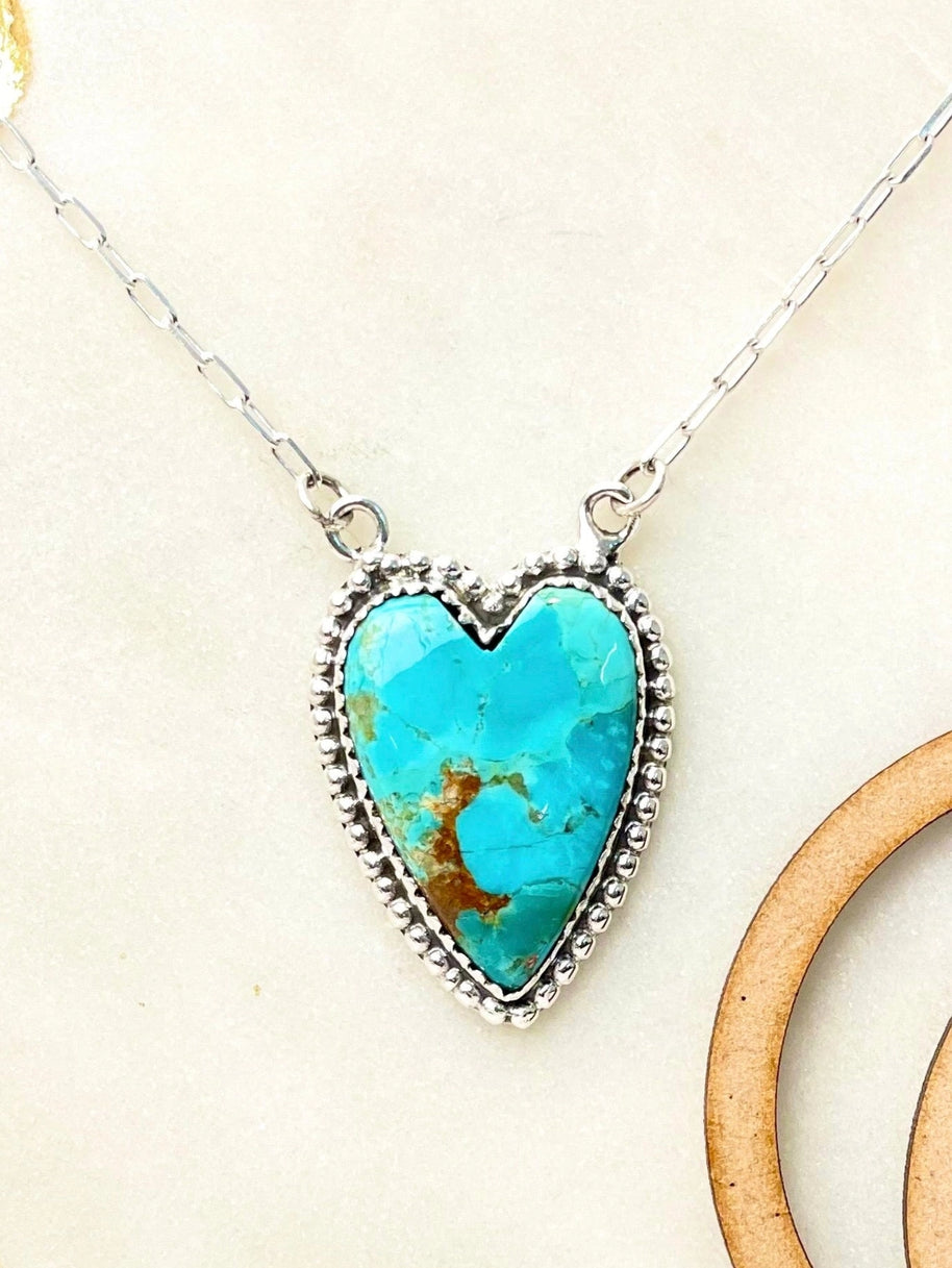 Long Heart Stone Slab Necklace