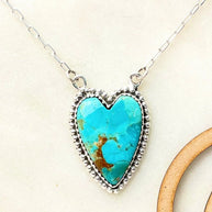Long Heart Stone Slab Necklace