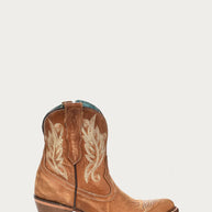 Corral Tan Ankle Boot with White Embroidery