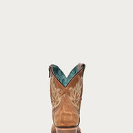 Corral Tan Ankle Boot with White Embroidery
