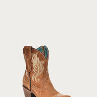 Corral Tan Ankle Boot with White Embroidery
