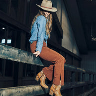 Corral Tan Ankle Boot with White Embroidery