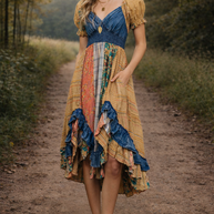 Western Ruffle Dress, Denim