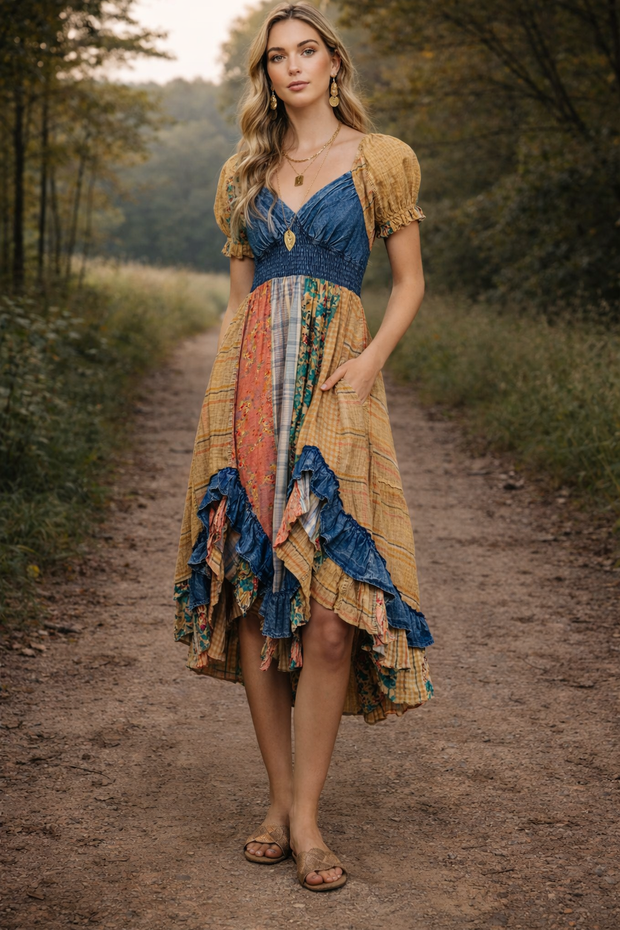 Western Ruffle Dress, Denim