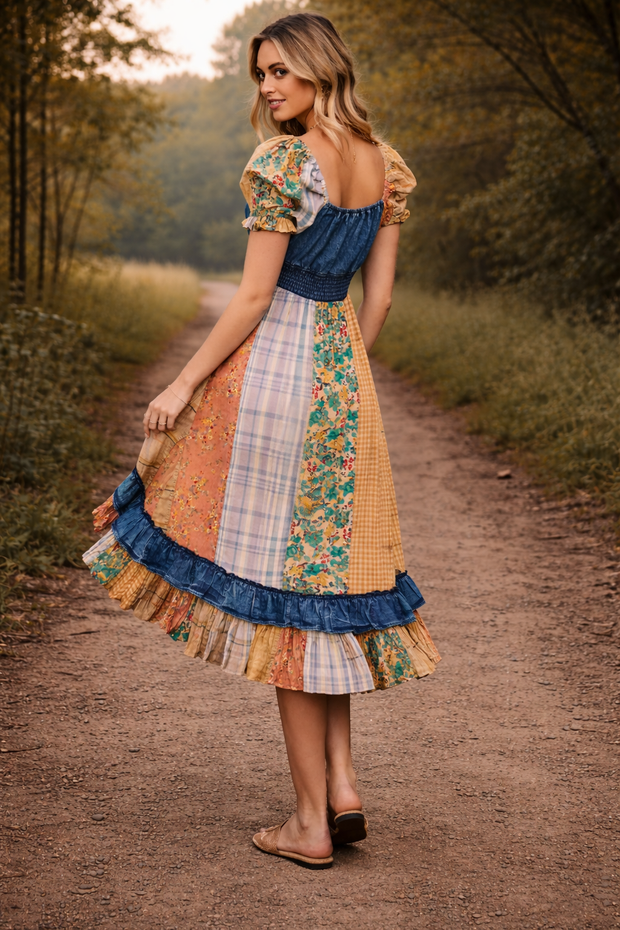 Western Ruffle Dress, Denim