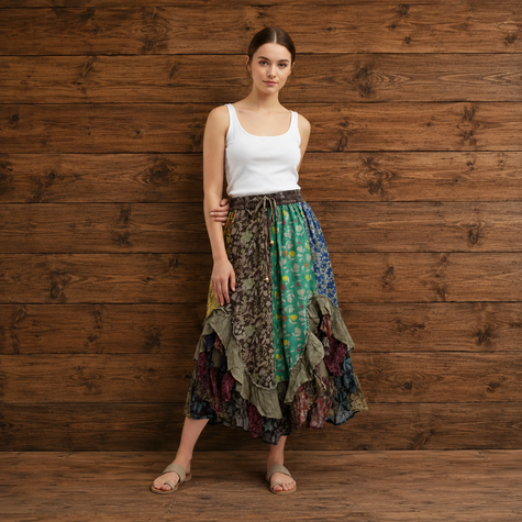 Western Ruffle Skirt, Gravel