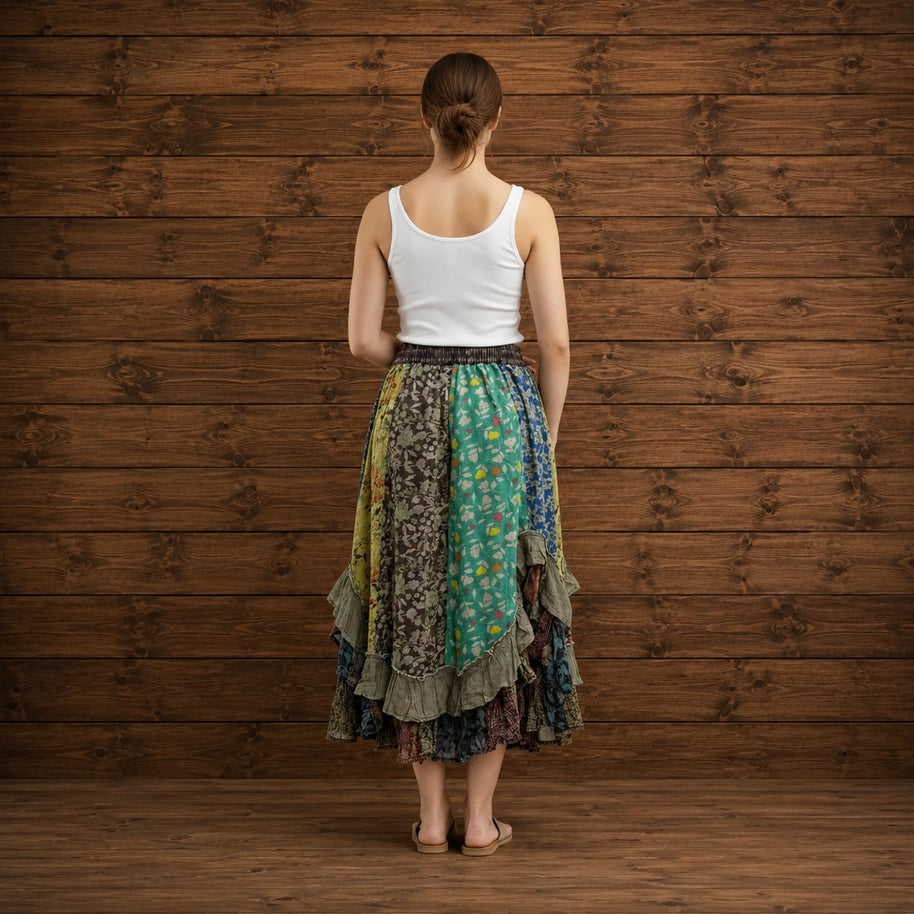 Western Ruffle Skirt, Gravel
