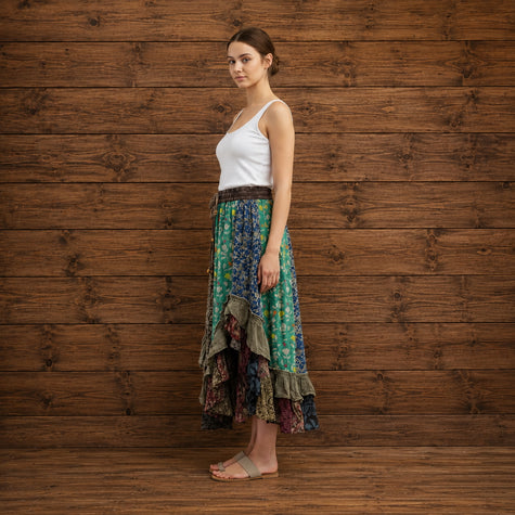 Western Ruffle Skirt, Gravel