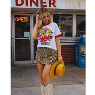 Vintage Leopard Twill Mini Skirt