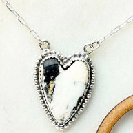 Long Heart Stone Slab Necklace