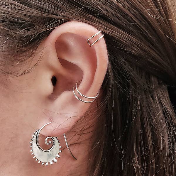 Sterling Silver Small Double Ear Cuffs -9mm