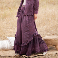Mineral Wash Lace Tiered Ruffle Pants