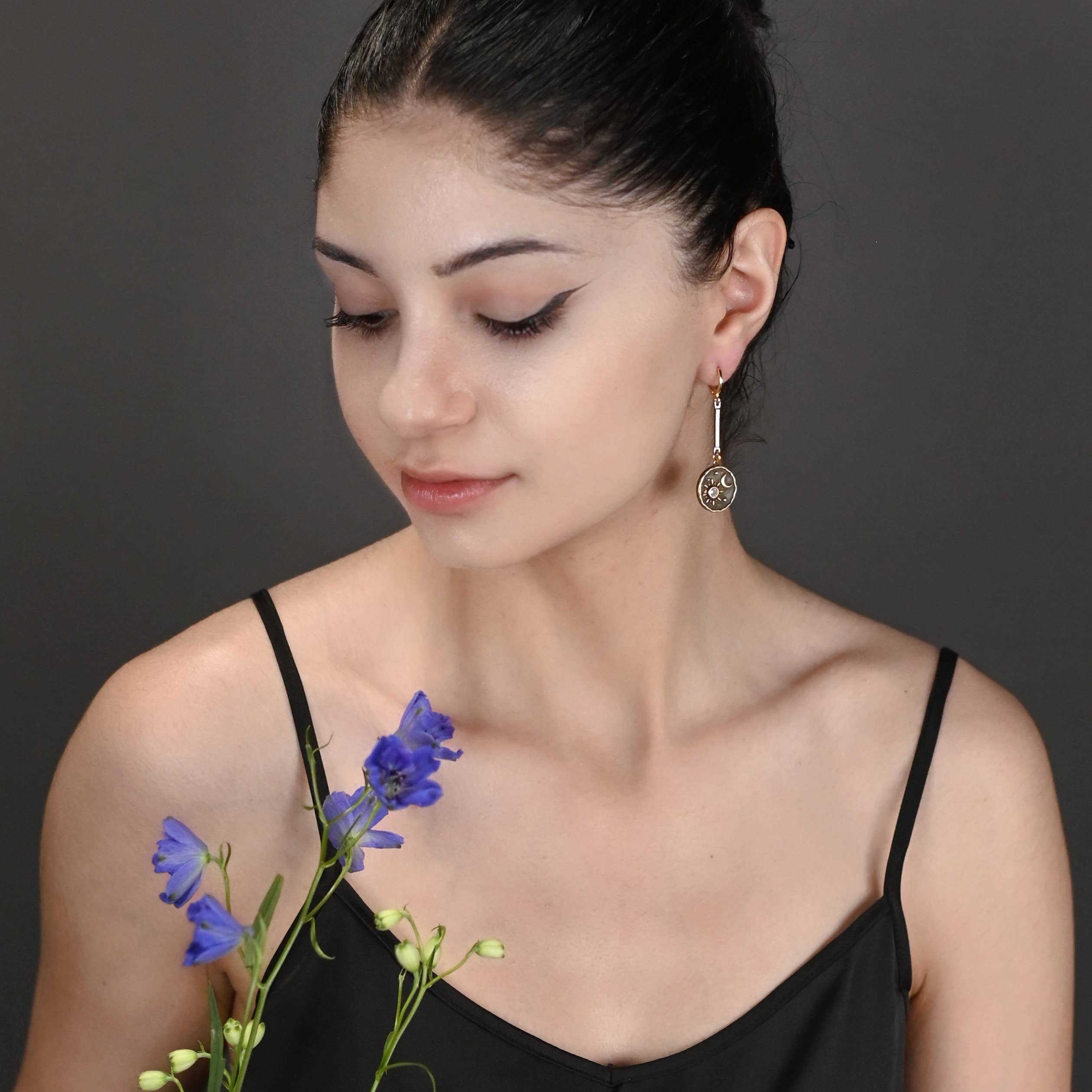 Mixed Metal Moon & Star Earrings